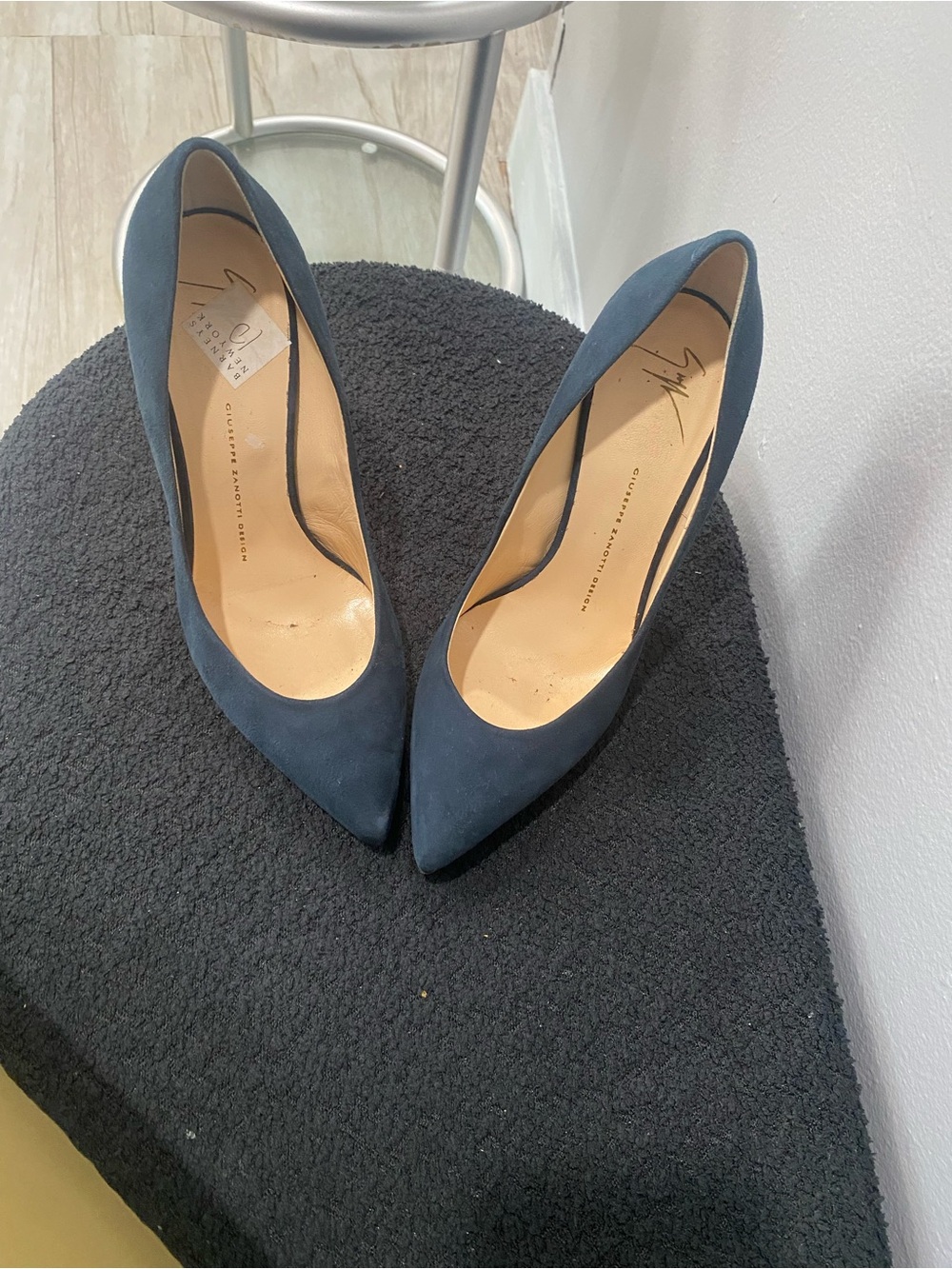 Giuseppe Zanotti Navy Pointed-Toe Suede Pumps